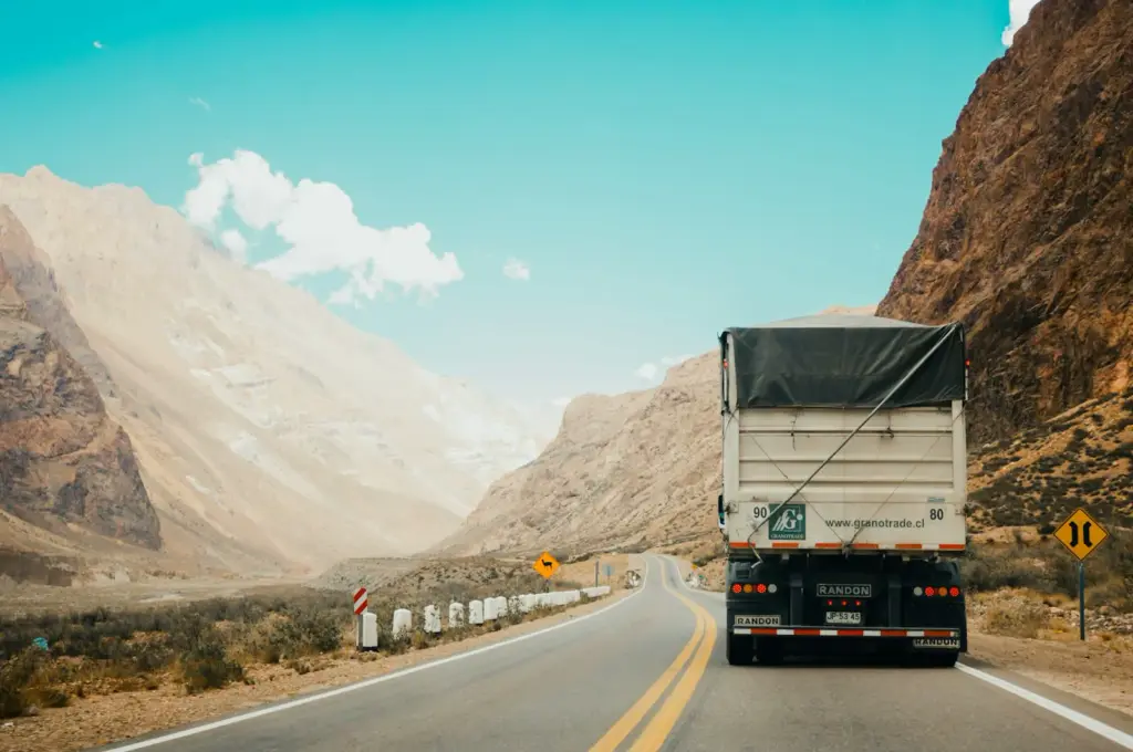 Flatbed truck on the road for oversize freight