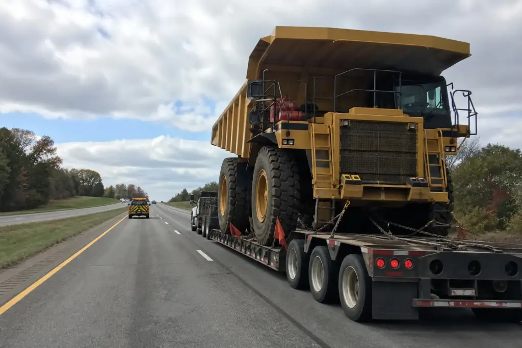 Escort vehicle accompanying an oversize load